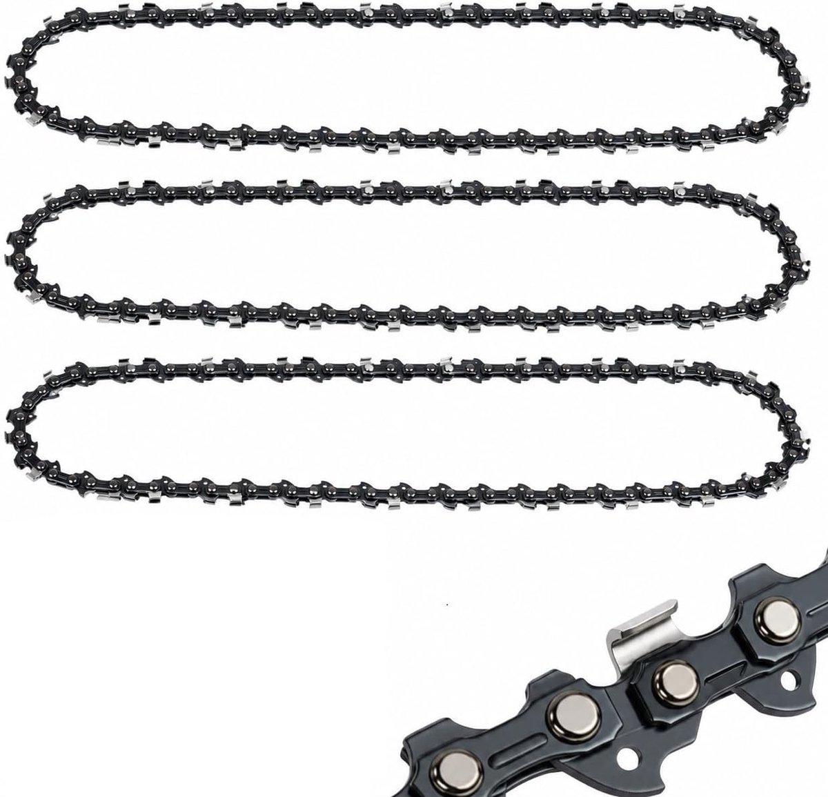 SnelShoppen - 3 x 25 cm Kettingzaagketting 3/8 Inch LP 40TG 1.1 mm Vervangingsketting voor 10 Inch Accu Kettingzaag, Tuin, Hout, Ideaal voor Tuinonder
