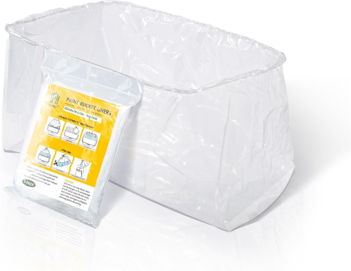 SnelShoppen - 45cm Versterkte Plastic Verfemmer Liner 5 Stuks, Elastische Opening, Grote Capaciteit, Afvalzak voor Verf, Handig voor Klussen en Schild