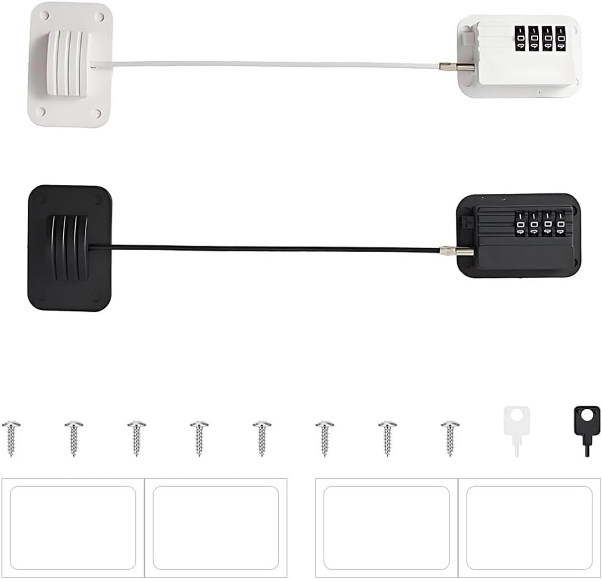 SnelShoppen - 2 Pcs Digitale Fridge Locks met Wachtwoord, Fridge Lock zonder Boren, Veiligheidsslot voor Koelkast, Kasten, Ramen (Zwart, Wit)