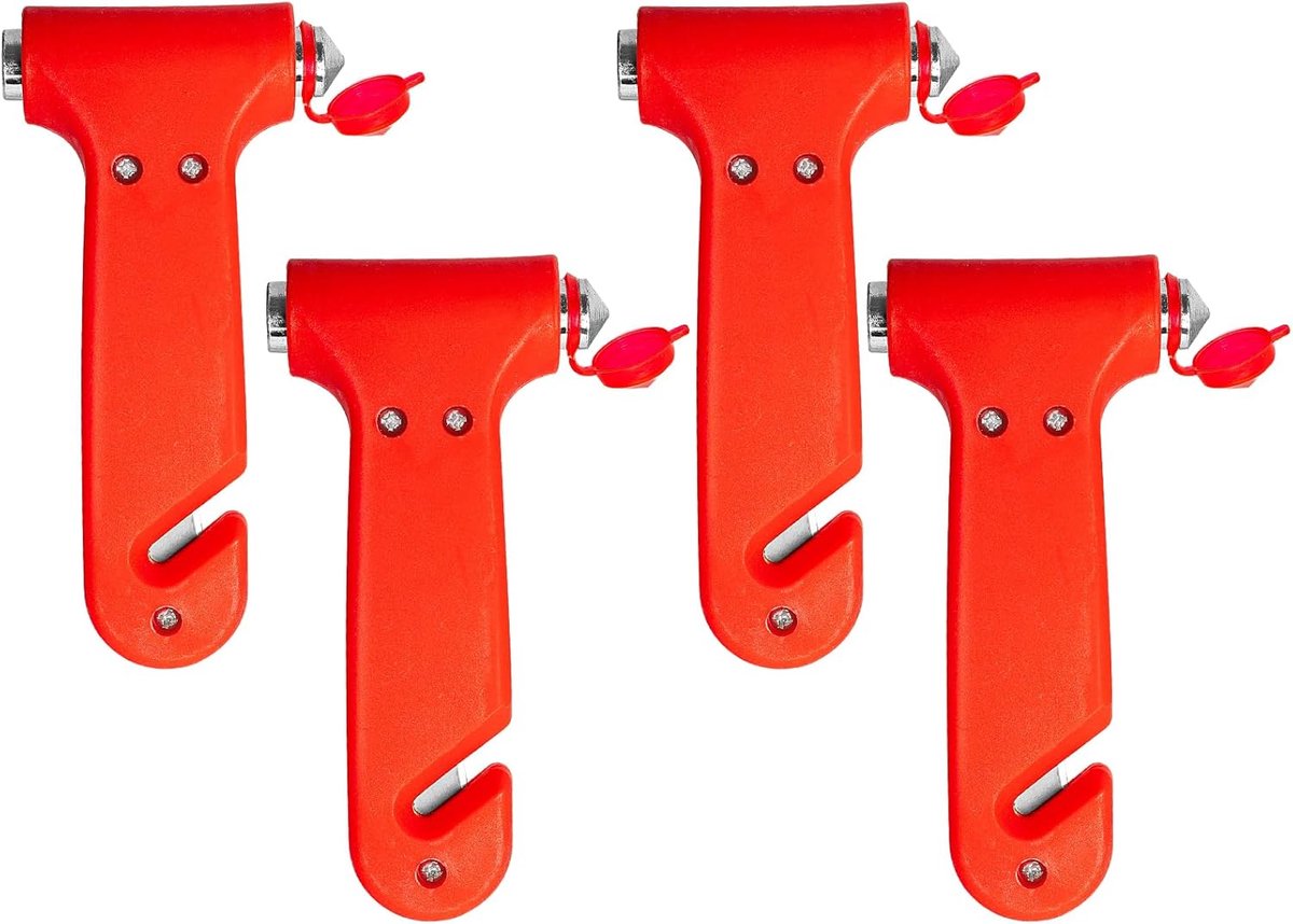 SnelShoppen - Car Emergency Exit Tool - Rood 4P - Auto Hammer, Ruitenverbreker, Veiligheidsmes, Veiligheidsaccessoire voor Auto's, Glasbreker en Gorde