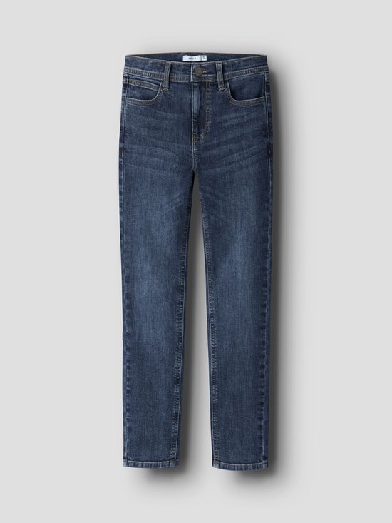 Donkerblauwe spijkerbroek voor jongens, model slim fit, met een stonewash effect.