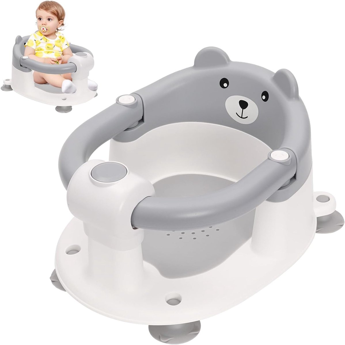Ergonomische Badstoel voor Baby's van 6 tot 24 Maanden met Rugleuning en Sterke Zuignappen voor Veilig Baden