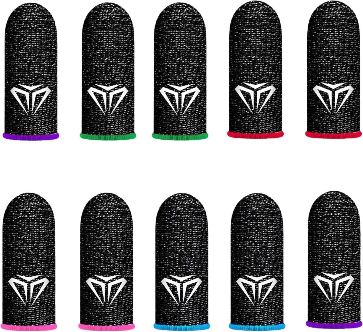 Set van 10 ademende vingerhulsjes voor mobiele games, antizweet en hooggevoelig voor touchscreen, gaming accessoires in diverse kleuren