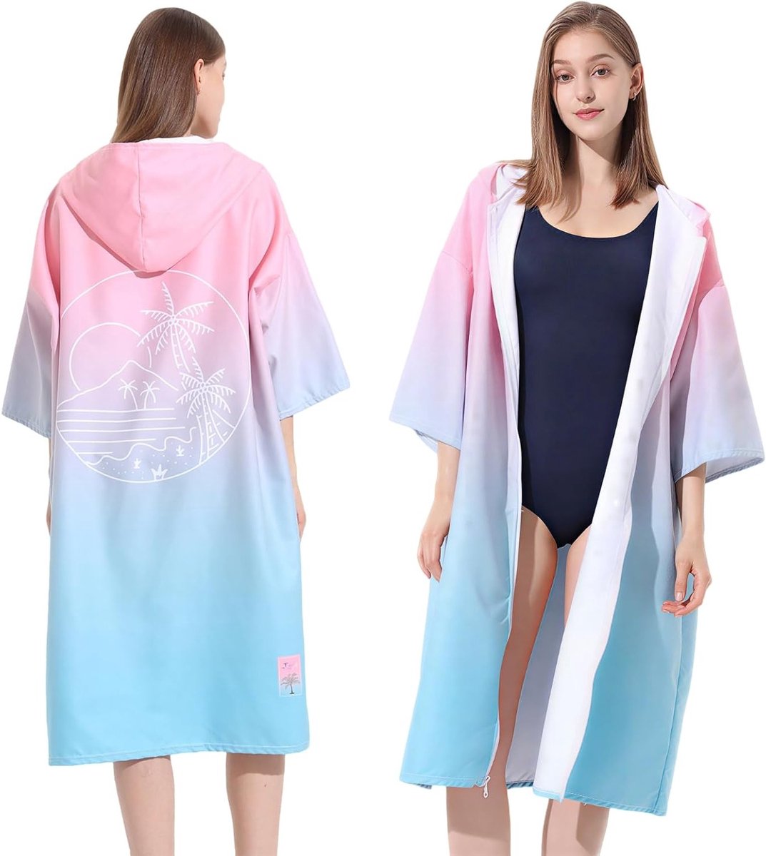 Surf Poncho met Kap van Microvezel voor Mannen en Vrouwen, Sneldrogend en Absorberend, Ideaal voor Strand en Watersporten