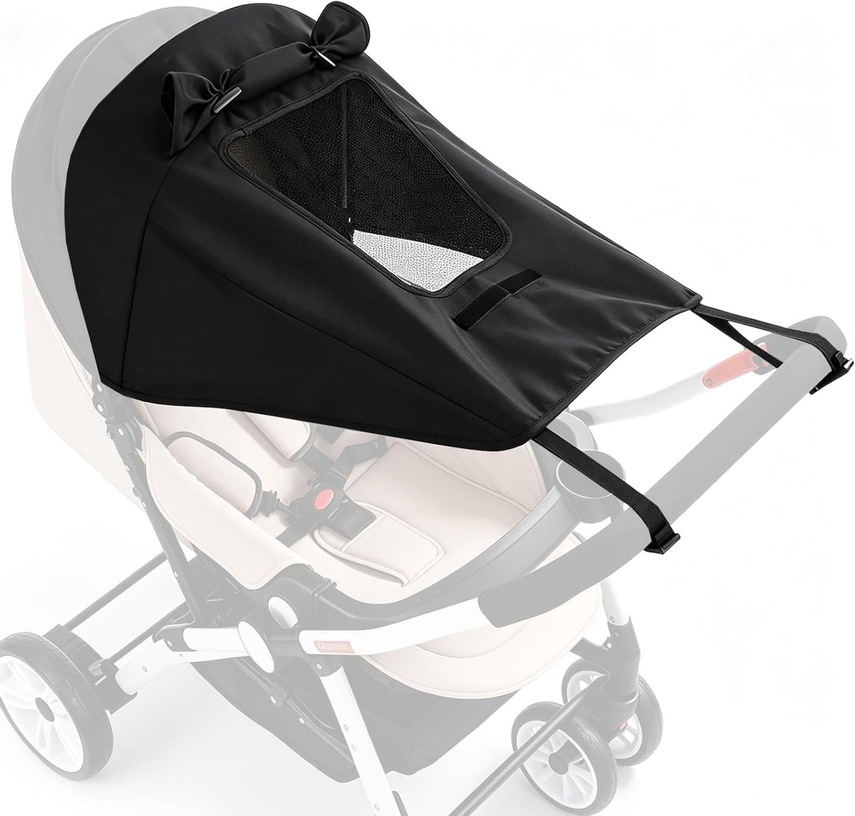 Waterdicht zonnescherm voor kinderwagens en buggy's, met kijkvenster en eenvoudige installatie, ideaal voor zonbescherming en schaduw