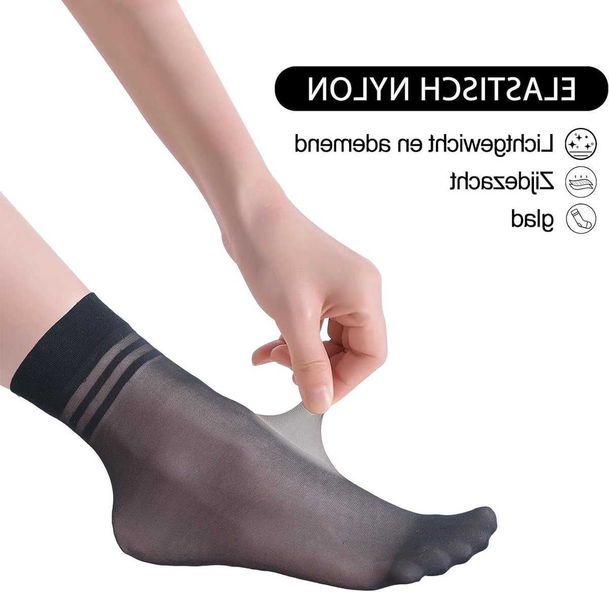 12 Paar Dames Nylon Kousen, Zeer Elastisch en Duurzaam 10D Nylon, Ultra Dun en Comfortabel voor Elke Gelegenheid