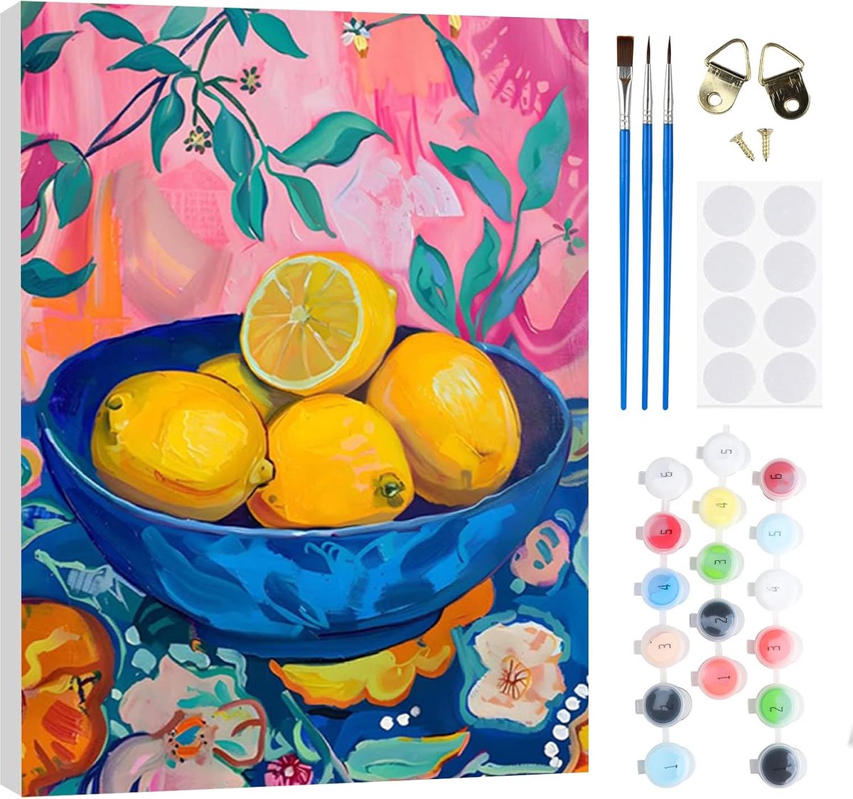 SnelShoppen - Complete Painting by Numbers Set 20x30 cm voor Volwassenen en Kinderen, Fruit Schilderen met Olieverf, Houten Lijst, Kwasten en Magneten