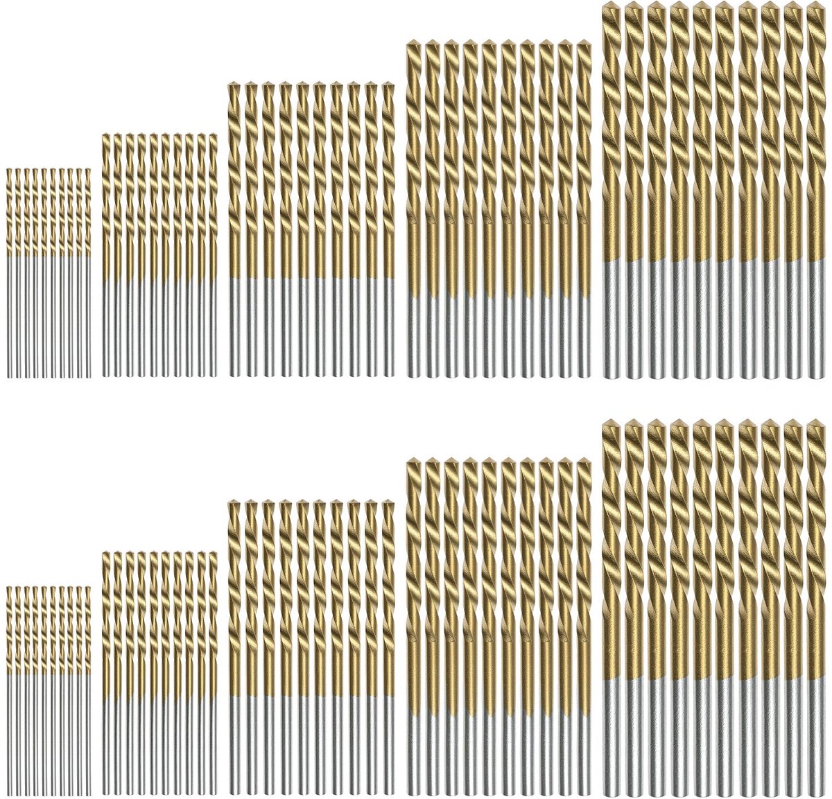 SnelShoppen - Spiral Boor Set 100 Stuks HSS Titanium Gecoat 1-3 mm - Precisie Metaal Boor Bits voor Hout, Zacht Metaal en Plastic