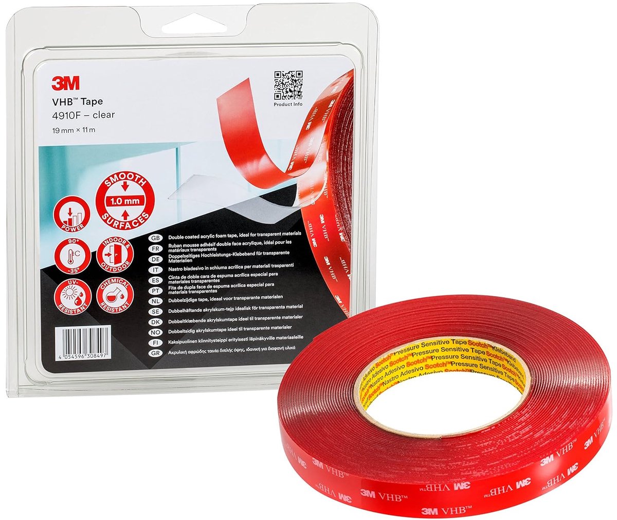 SnelShoppen - Transparante VHB Lijmtape, 3M, Diverse Maten, 11M, Sterk en Duurzaam, Voor Glas, Acryl, Polycarbonaat, Binnen en Buiten Gebruik