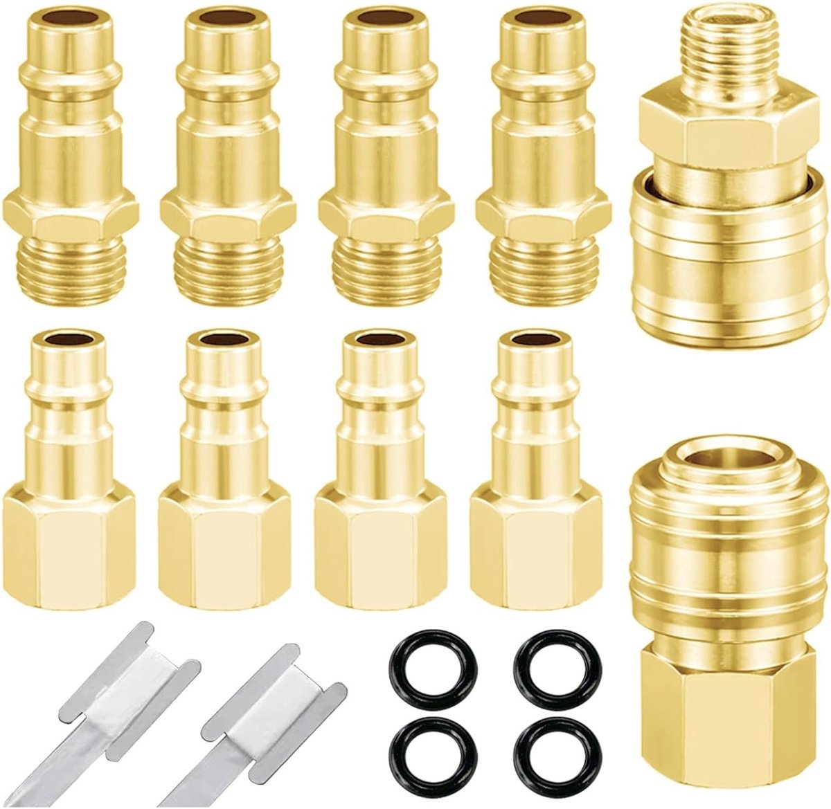 Set van 10 1/4 Inch BSP Luchtslang Koppelingen voor Compressoren met Luchtdichte Ring en Snelle Verbindingen voor Europese Pijpen