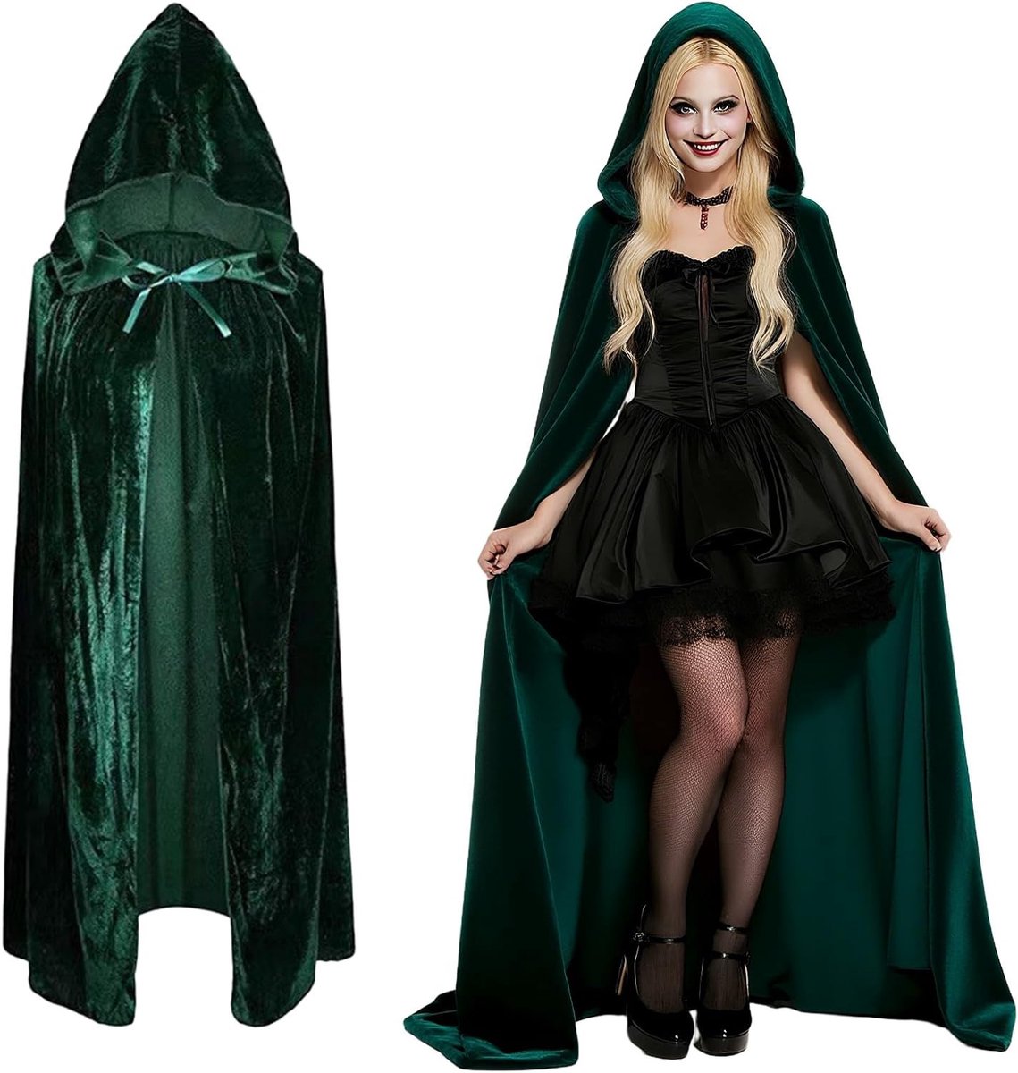 Unisex Velours Cape met Kap voor Volwassenen - Lange Halloween Kostuum voor Feest en Carnaval, Perfect voor Heksen en Cosplay