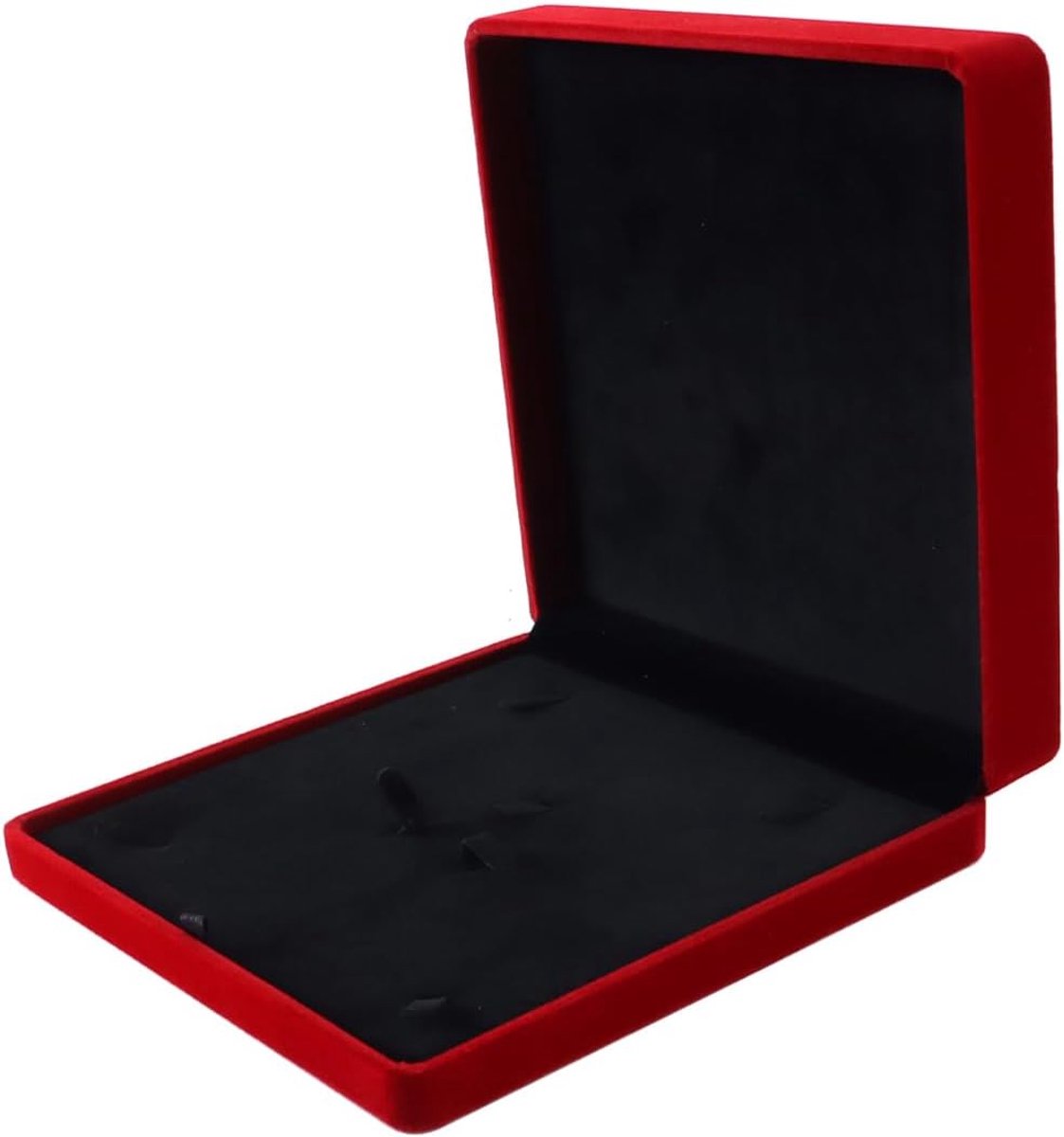 SnelShoppen - Grote Velvet Sieradenbox voor Vrouwen, Sieraden Organizer, Hanger, Oorbellen, Ringen, 19.5cm x 19.5cm x 4cm, Rood, Luxe Opbergdoos