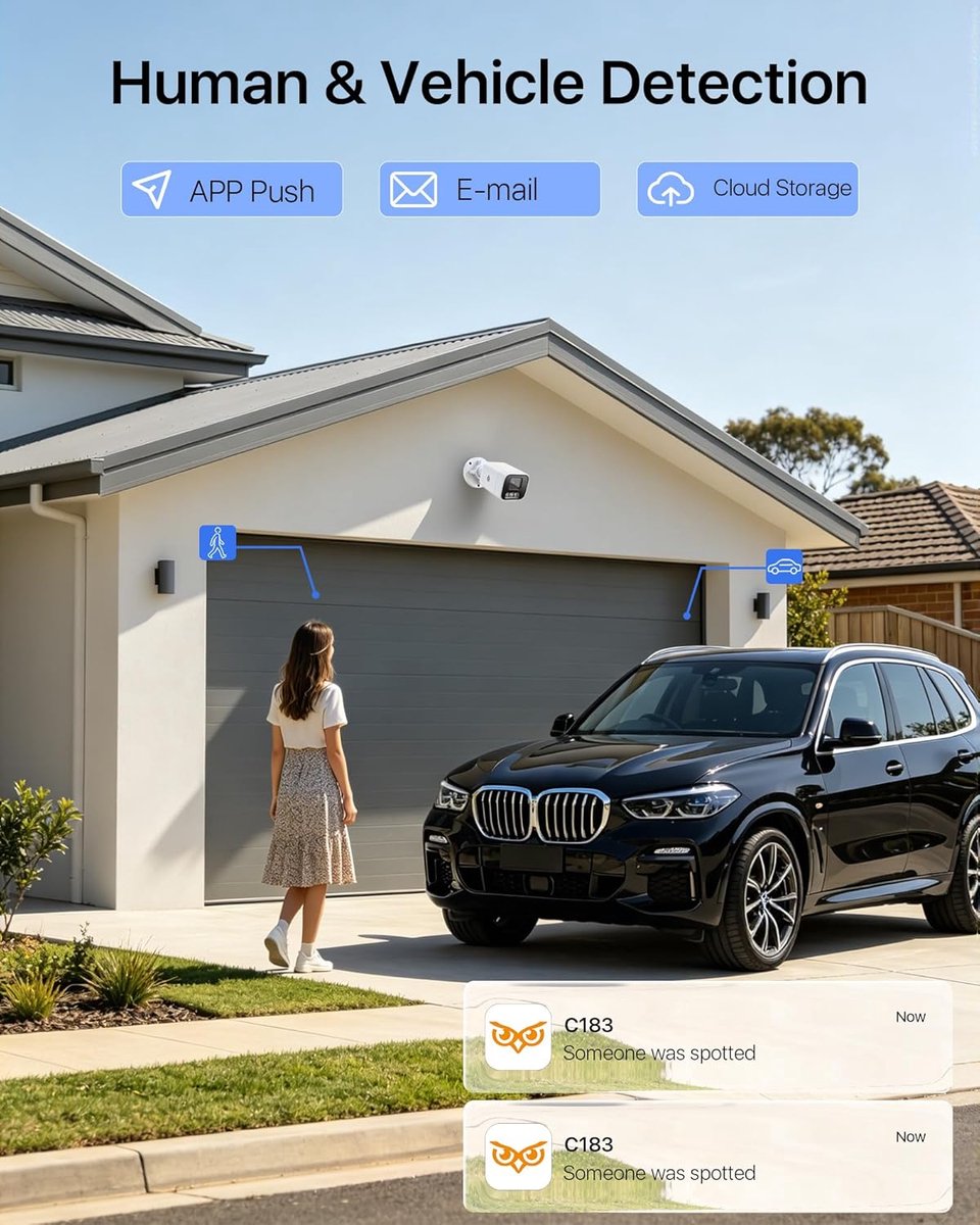 SnelShoppen - 4K Smart PoE Buiten Bewakingscamera, 8 MP IP Camera met 32 GB Geheugenkaart, Passagier / Voertuigherkenning, 30 m Kleur Nachtzicht, 2-Wa