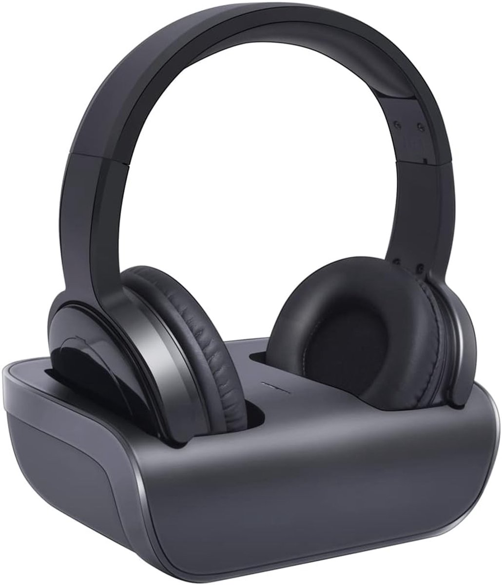 Thijox - Draadloze hoofdtelefoon voor tv met laadstation - On-ear hoofdtelefoon met 10 uur batterijduur, plug and play, 100m bereik, digitale optische