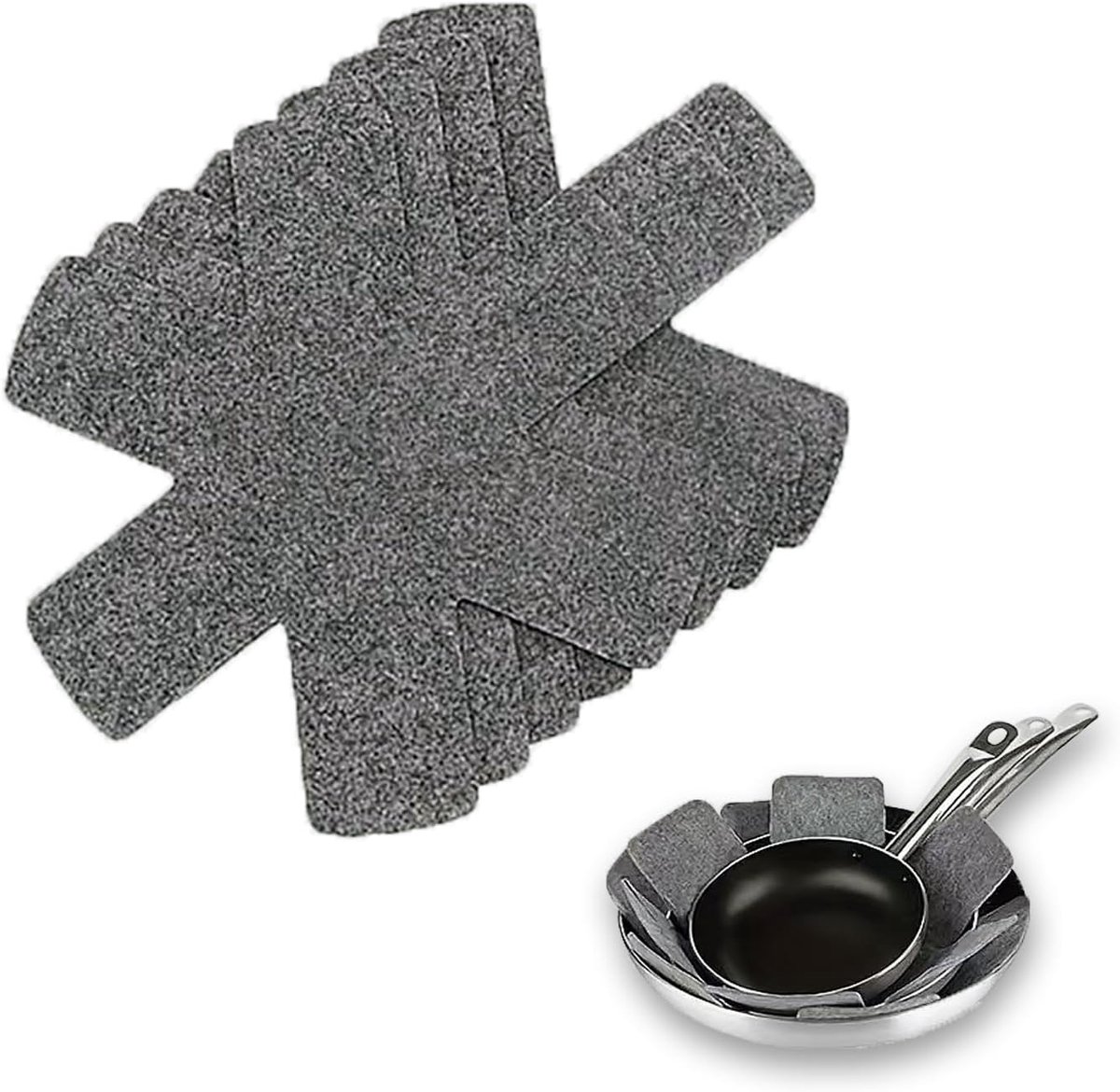 SnelShoppen - 10 Pcs Vilt Pannenkappen voor Stacking Pannen - 10.2" Herbruikbare Antislip Kookgerei Beschermers, Hittebestendige Liner voor Keramiek/G