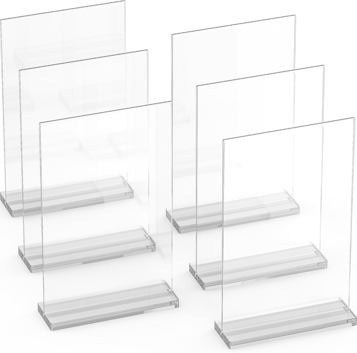 SnelShoppen - A6 Acrylic Sign Holder - 6 Stuks, Dubbelzijdige Display, Polished Edges, Perspex Folder Stand, Ideaal voor Foto's, Menu's, Borden en Taf
