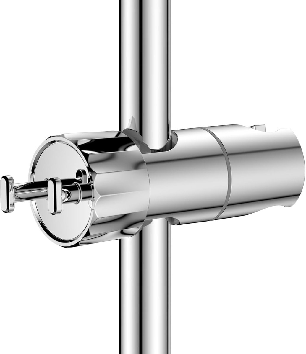 SnelShoppen - Universele Verstelbare Handdouche Houder met Dubbele Haken - 16-28mm Douche Rail Beugel - ABS Chrome Geplateerd - Ideaal voor Badkamer,