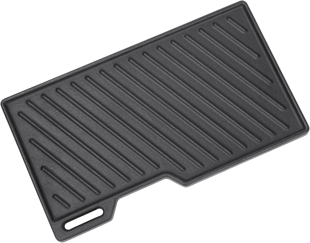 SnelShoppen - Gietijzeren Grillplaat 41.5 x 23.5 cm Reversible Geschikt voor Gasgrills, Ideaal voor Buiten, Tuin, BBQ, Vlees en Groenten