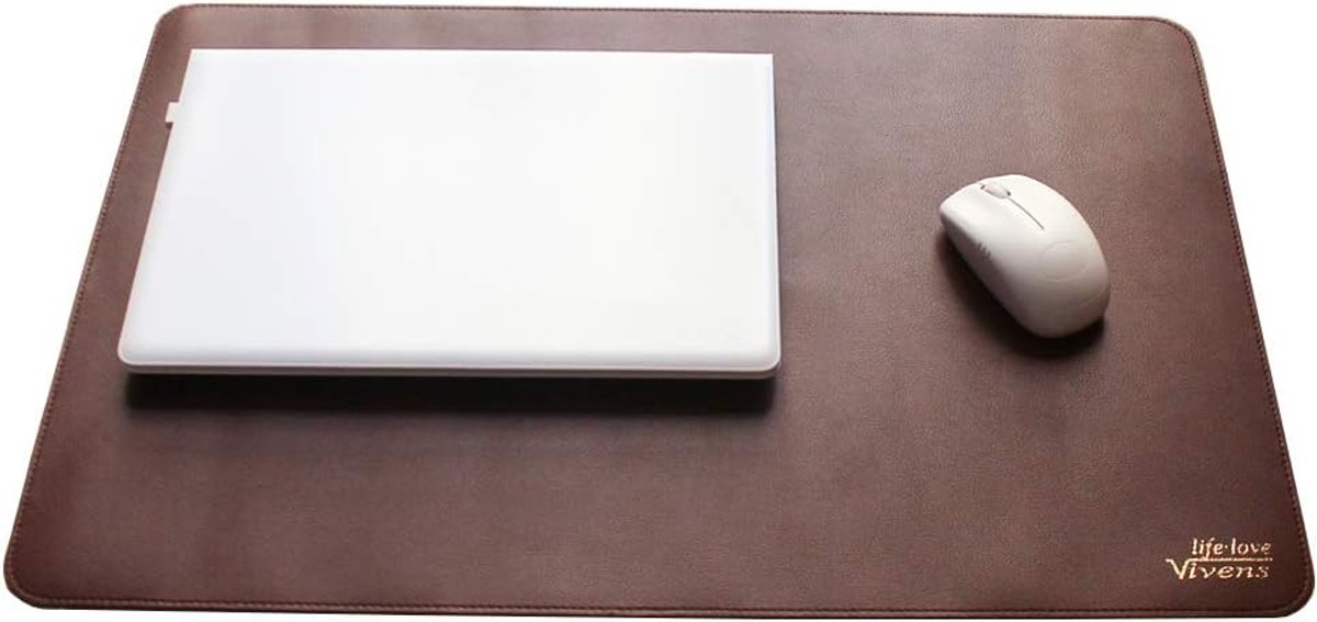 SnelShoppen - Multifunctionele PU Leren Bureau Mat 60 x 40 cm - Grote Muismat, Waterdicht, Dubbelzijdig, Antislip voor Thuis en Kantoor, Bruin