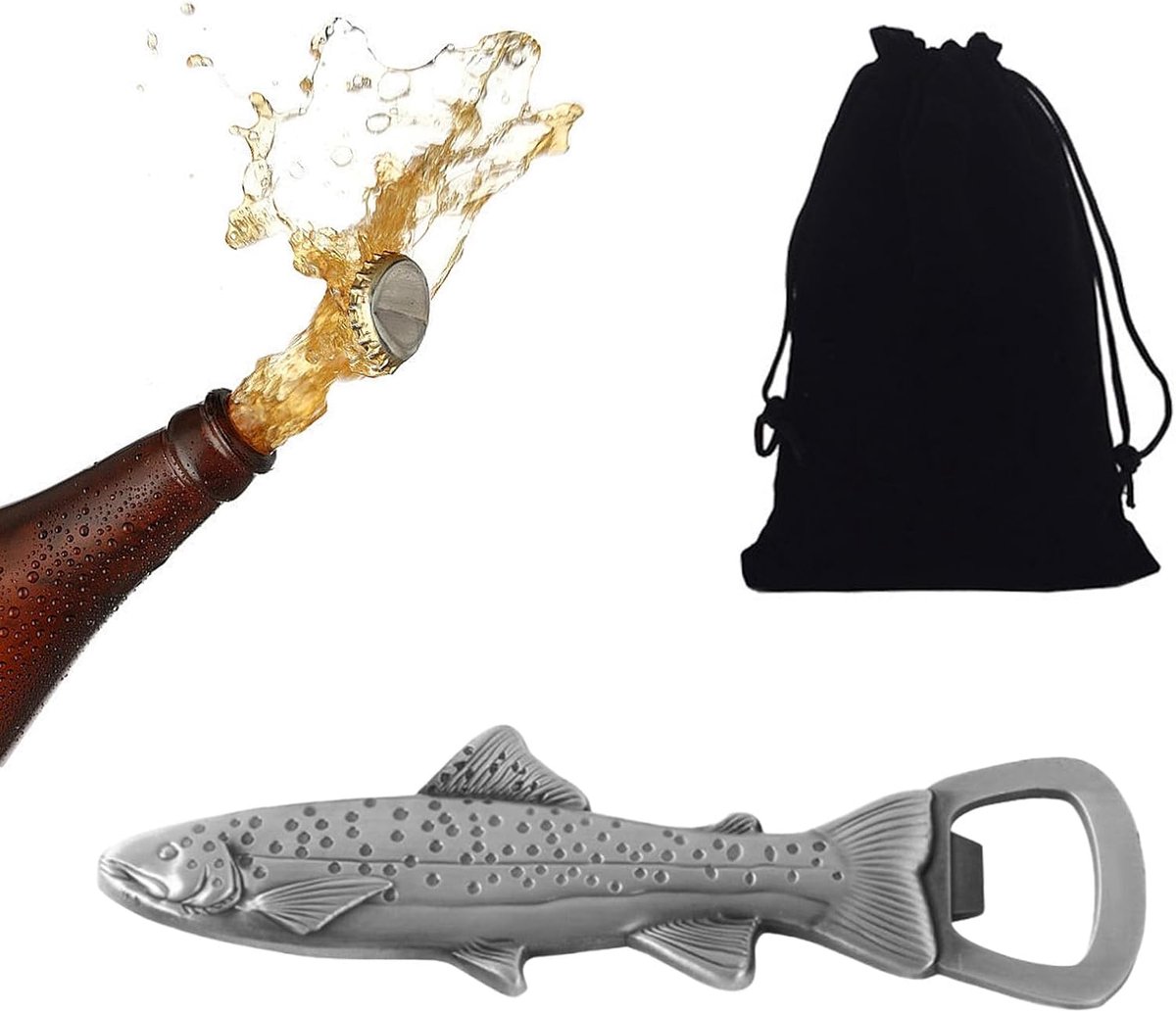 SnelShoppen - Bottle Opener Fish Sleutelhanger, Persoonlijk Cadeau voor Vissers, Birthday Gift, Praktisch en Stijlvol, Robuuste Zinklegering, Perfect