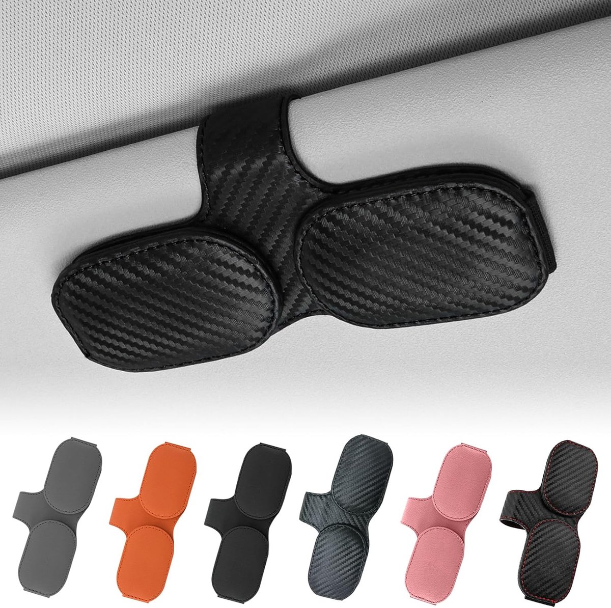 SnelShoppen - Car Glasses Holder Zonnebril Houder Auto Dubbele Laag Magnetische Zonnebril Houder Universeel Kunstlederen Brilhouder Auto Accessoires I