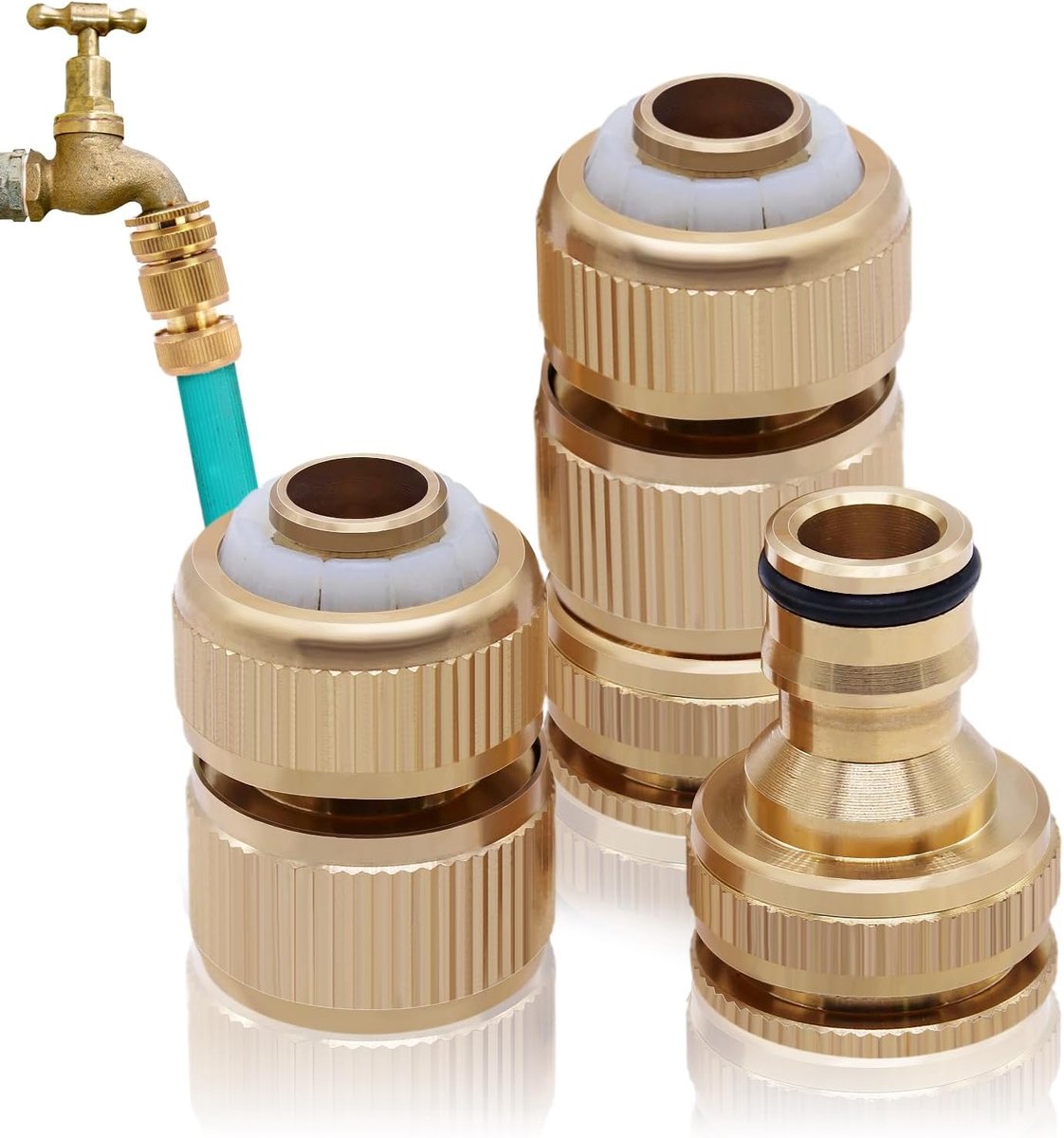 SnelShoppen - 2 Pairs Messing Tuinslang Verbinders 3/4 Inch Slang Aansluiting, Water Adapter Set voor Tuin, Auto, Snelkoppeling voor 1/2 DN15 Tuinslan