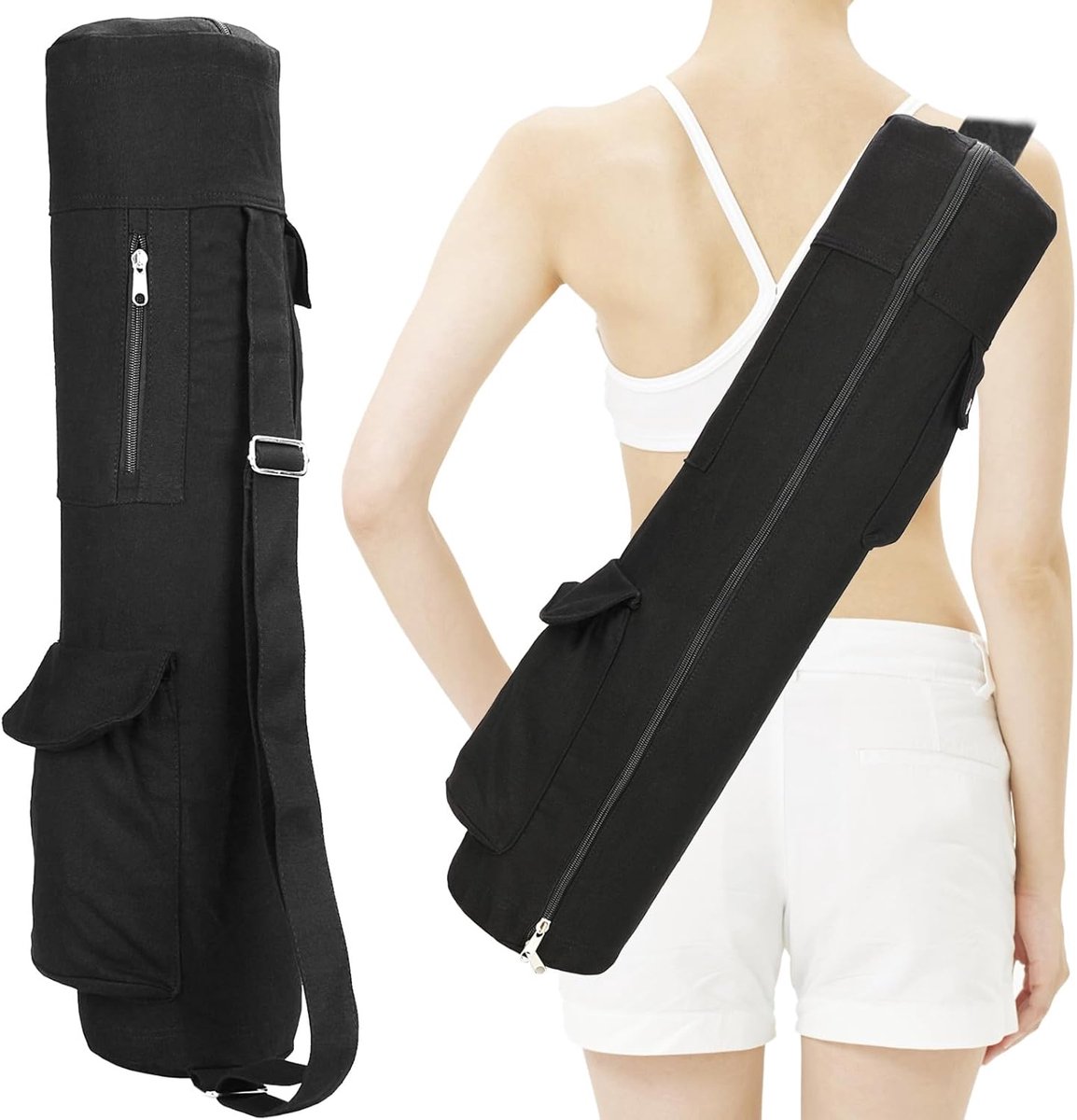 SnelShoppen - Yoga Tas met Opbergruimtes en Verstelbare Schouderband voor Yoga, Gym en Pilates, Draagtas, Sporttasje, Multifunctioneel, Comfortabel, Z