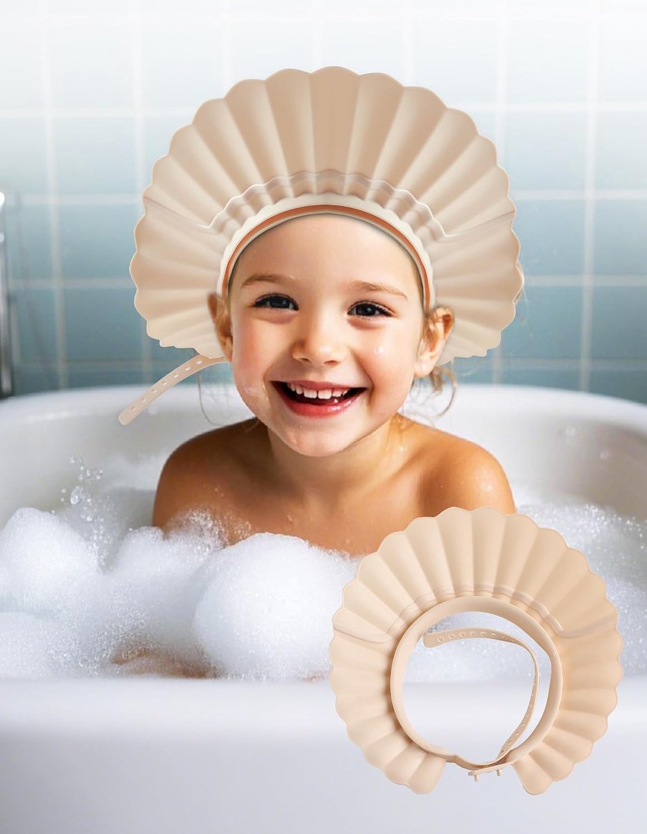 SnelShoppen - Baby Shampoo Cap, Douche Hoedje voor Kinderen en Volwassenen, Oog en Oor Bescherming, 20 Maatverstellingen, Waterdicht, Wit, Veilig en D