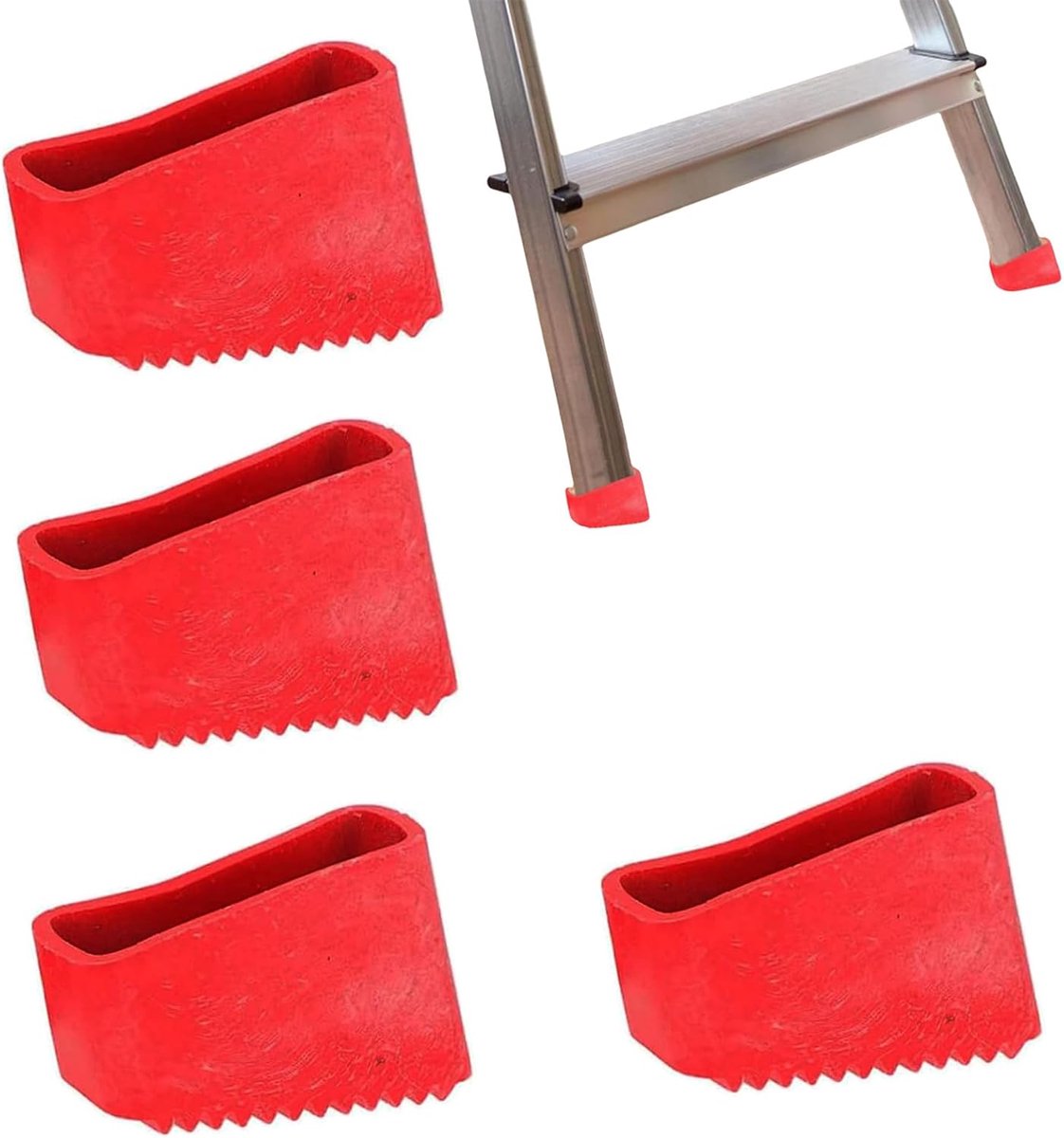 SnelShoppen - Pack van 4 Rubber Voetdoppen Antislip Vloermatten Ladder Vervangingsdoppen 2 x 5 cm Universeel voor Huishoudelijke Vouwladders (Rood)