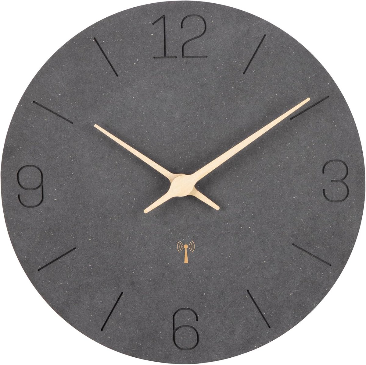 SnelShoppen - Radio Controlled Wandklok 12 Inch - MDF Hout, Stil, Geen Tikkende Geluiden, Groot, Quartz Batterij, Eenvoudig Afleesbaar voor Keuken, Sl