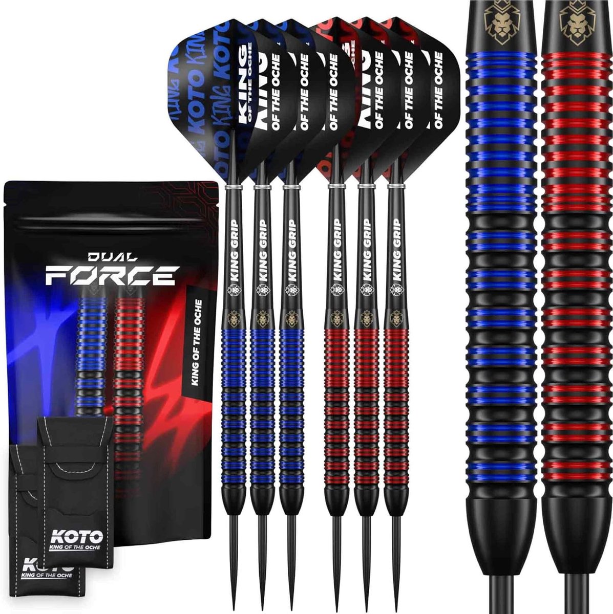 SnelShoppen - Complete Darts Set met 6 KOTO Dual Force Brass Dart Flights, 20 g, 2 Darts Bags, Ideaal voor Beginners, Perfect voor Feesten en Spelletj