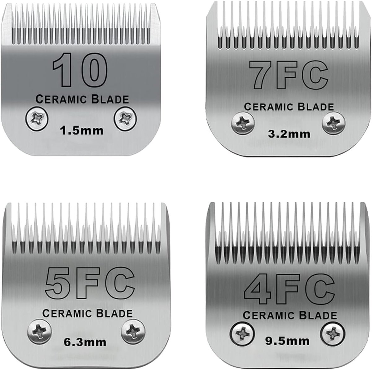 SnelShoppen - Pack van 4 Vervangende Bladen voor Hondenverzorging, Compatibel met Diverse Hondenkappers, Snijlengte 1.5 mm - 9.5 mm, Ideaal voor Profe