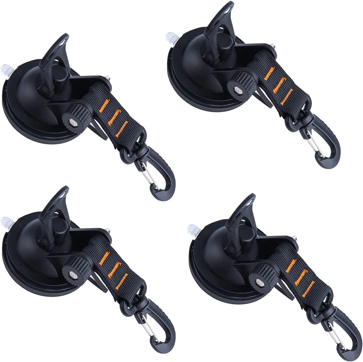 SnelShoppen - 4 Stuks Suction Cups met Haak - Extra Sterk tot 10 kg - Zuignap Set voor Camping, Huishouden, Auto, Tent, Zonzeil, Canopy, Tensioner