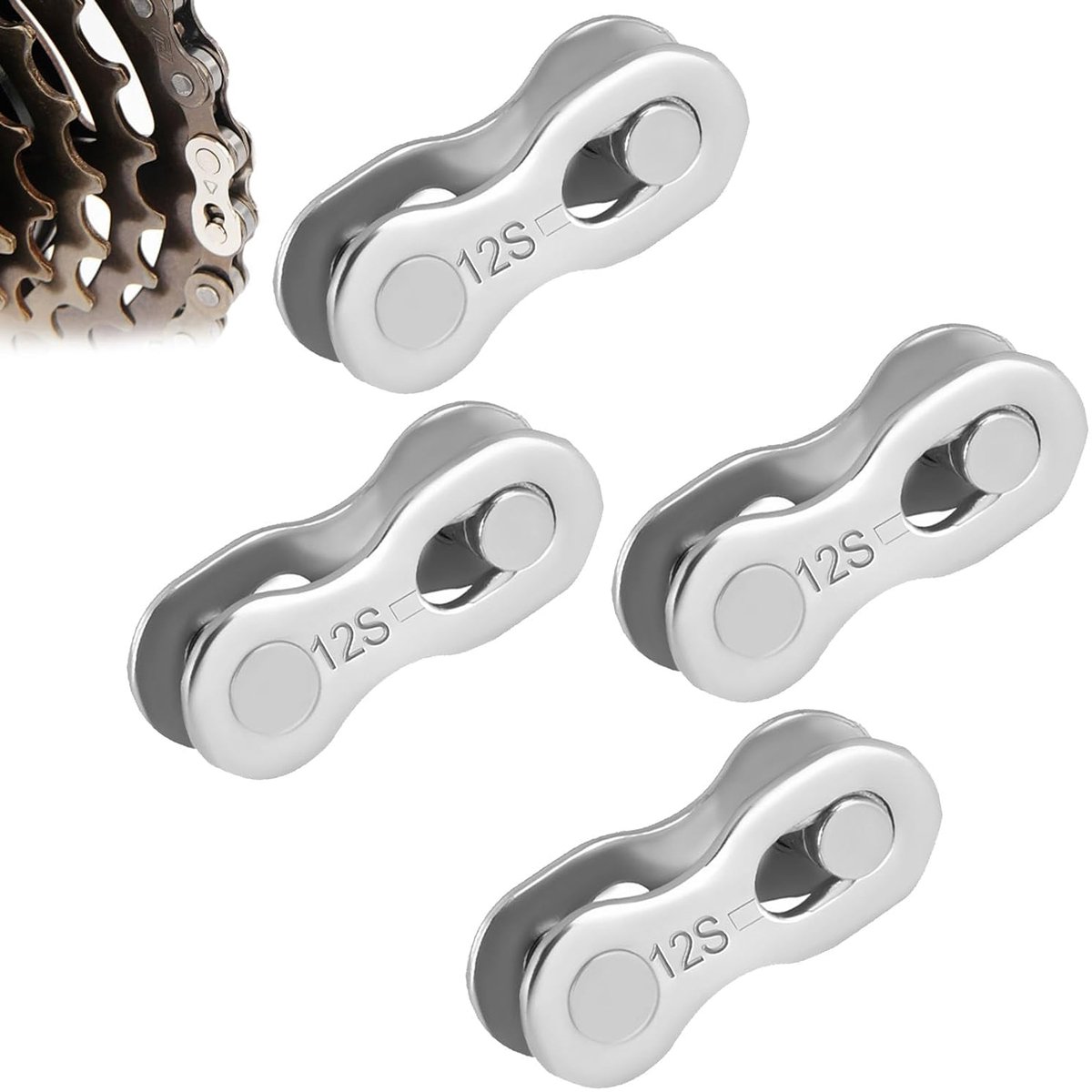 SnelShoppen - 4 Pairs Fietsketting Koppeling 12 Versnellingen, Kettenslot 12 Speed voor SRAM - Stalen Fietsketting Koppeling, Geschikt voor 6-7-8, 9-1