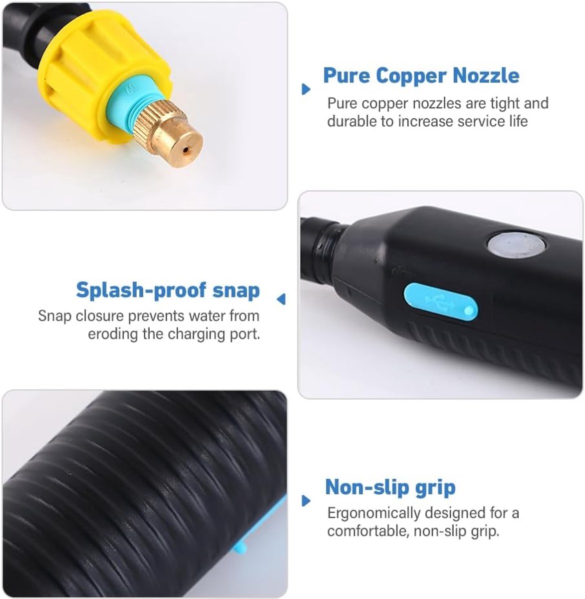 SnelShoppen - Elektrische Planten Sprinkler, Draadloze Druk Spuiter met 3 Verstelbare Mondstukken en 5 m Slang, Oplaadbare en Draagbare Sprayer voor T