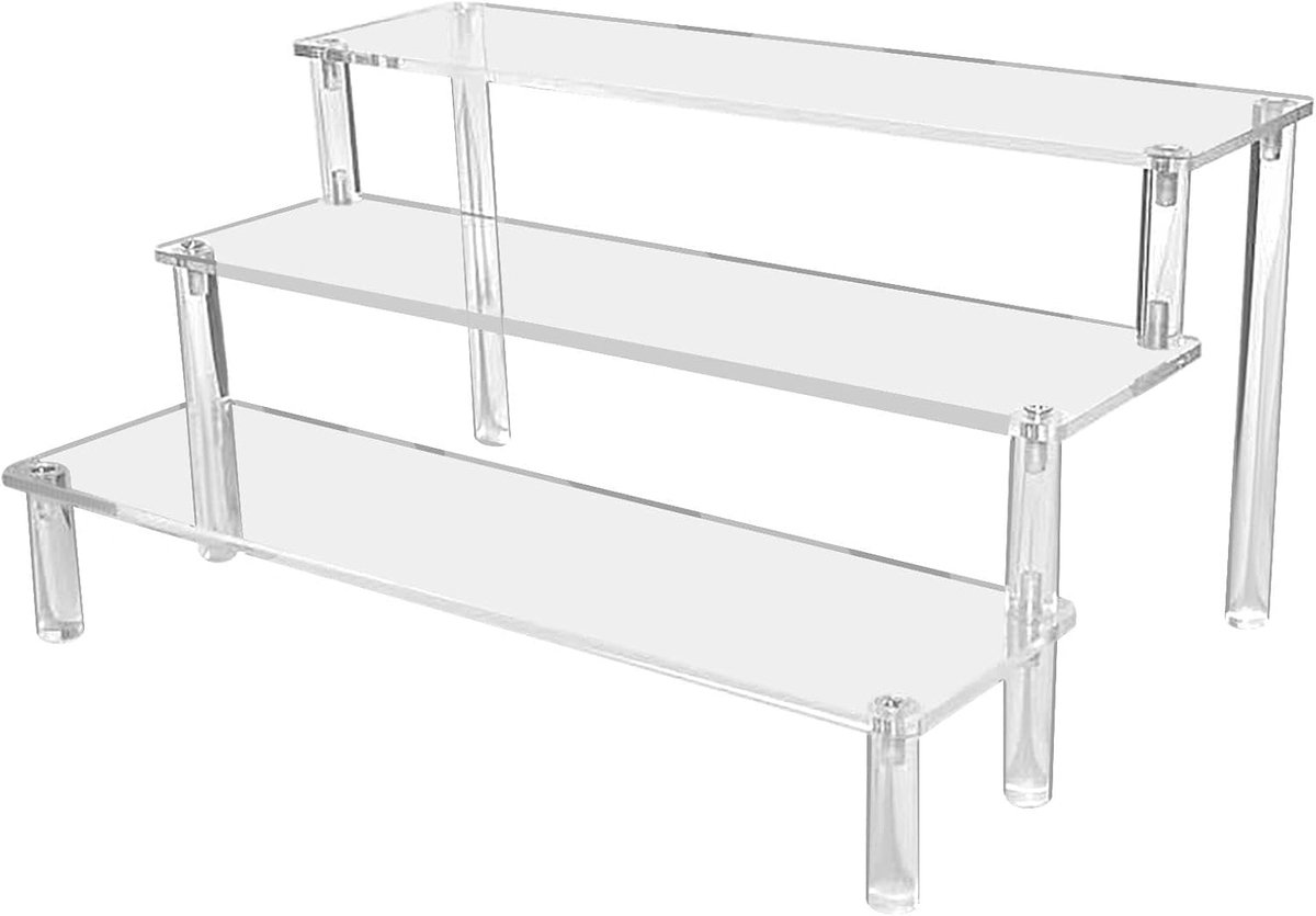 SnelShoppen - 3-Layer Acrylic Display Stand 30x21x15 cm - Transparante Organizer voor Parfum, Sieraden, Figuren, Cupcakes, Lipstick en Nagellak - 4 mm