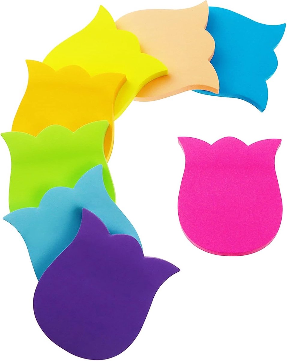 SnelShoppen - Coloured Self-Adhesive Notebooks 560 Vellen Bloemvormige Super Sticky Notes, 8 Kleuren, 76 x 76 mm, Ideaal voor Kantoor, School en Thuis