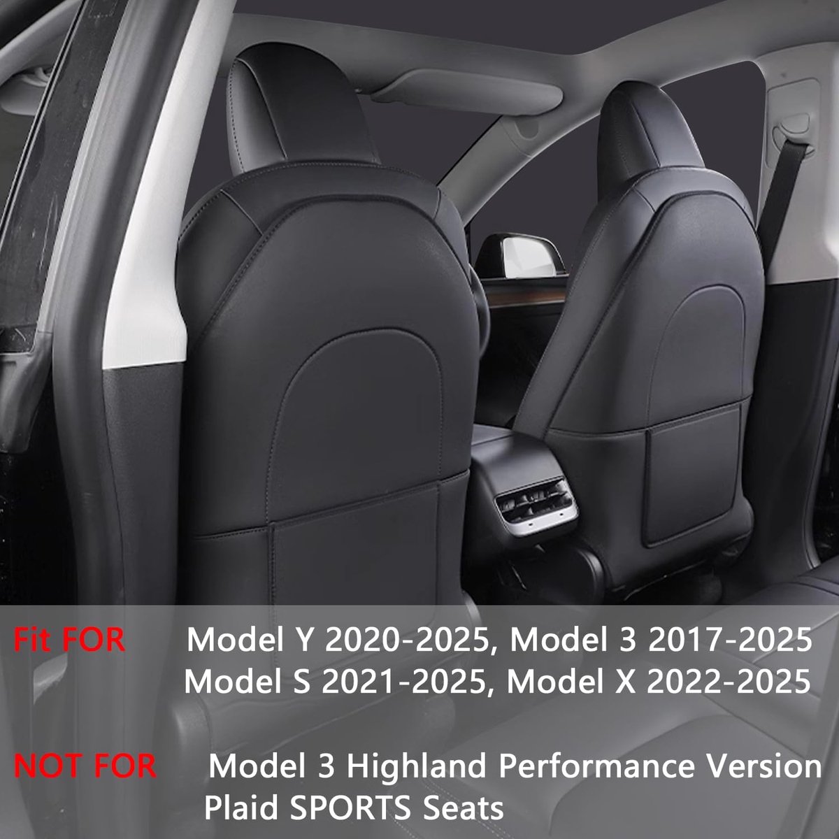 SnelShoppen - Beschermhoes voor Tesla Model 3 & Y Achterstoelen - Kinderen, Stoelbeschermer, Achterbank Bescherming, Op maat, Zwart, Stijlvol en Duurz