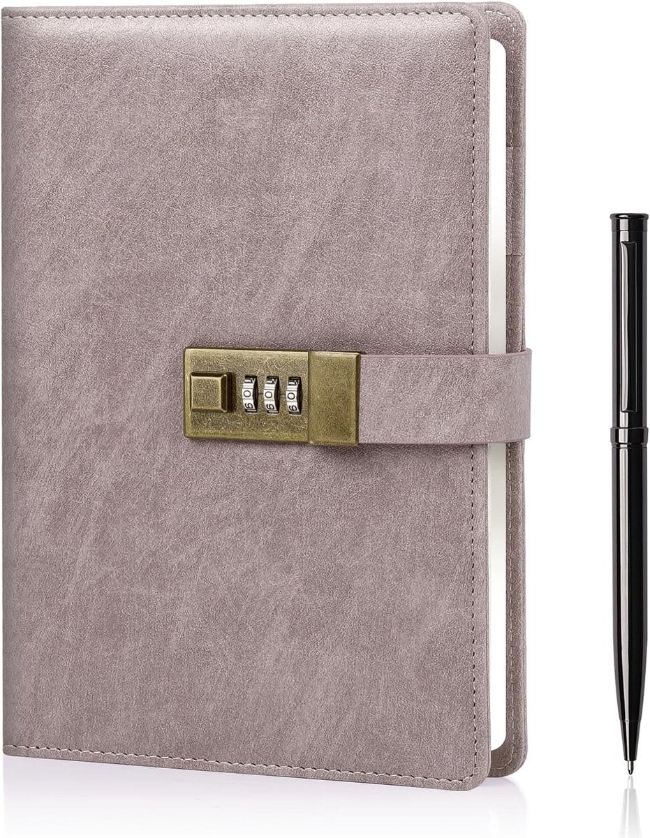SnelShoppen - Lockable A5 Diary met Antiek Slot, PU Leren Journal, 240 Pagina's, Vintage Dagboek met Pen in Gift Box, Perfect voor Persoonlijke Notiti