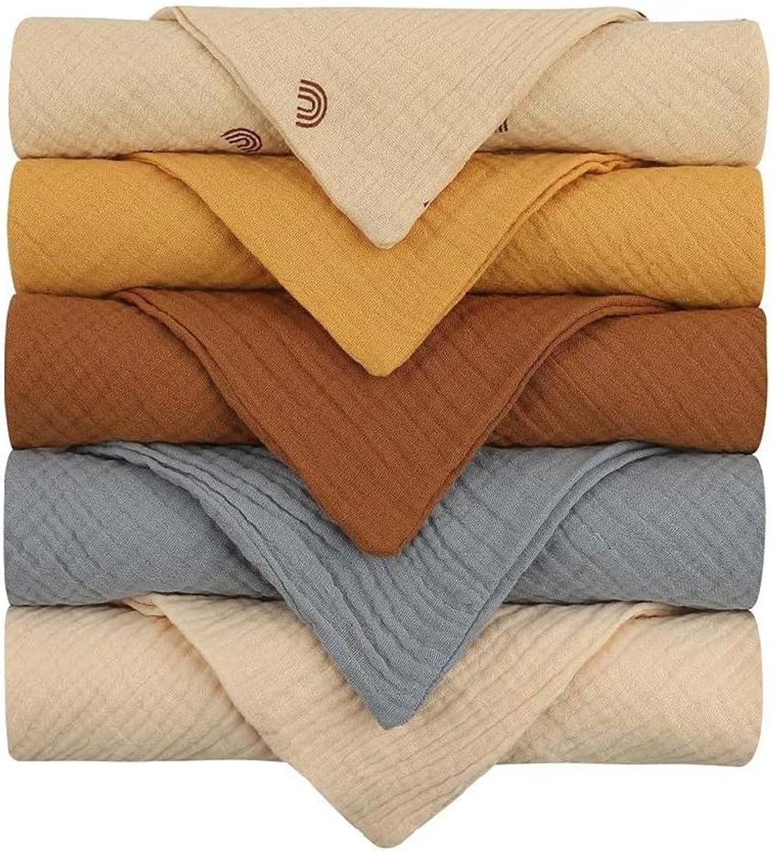 SnelShoppen - Baby Handdoek Set, 5-Delige Vierkante Katoenen Babydoek, Sneldrogende Handdoek, Geschikt voor Jongens en Meisjes, Multifunctioneel, 30x3