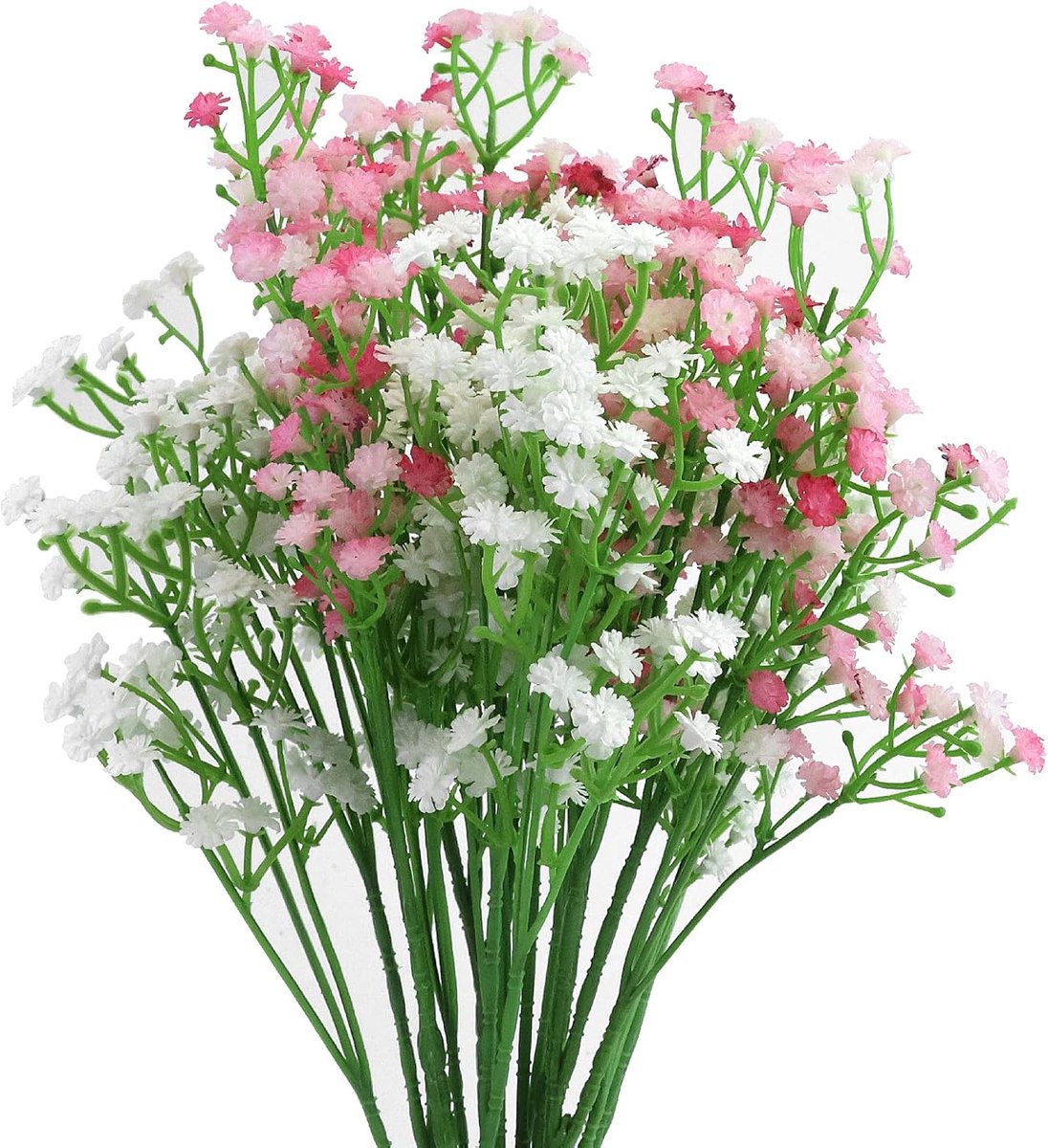 SnelShoppen - Kunstbloemen Gypsophila Boeketten 8 Stuks Realistisch Wit/Roze voor Bruiloften, Feesten, Thuisdecoratie, Hoogwaardige PU en Plastic