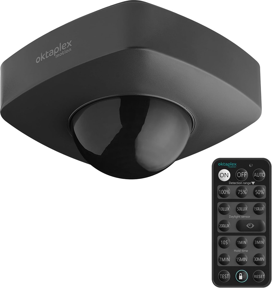 SnelShoppen - 360° Bewegingssensor Buiten met Afstandsbediening IP65 - Waterdichte Infrarood Sensor voor Terras - Anthraciet - Tot Ø18m Detectiebereik