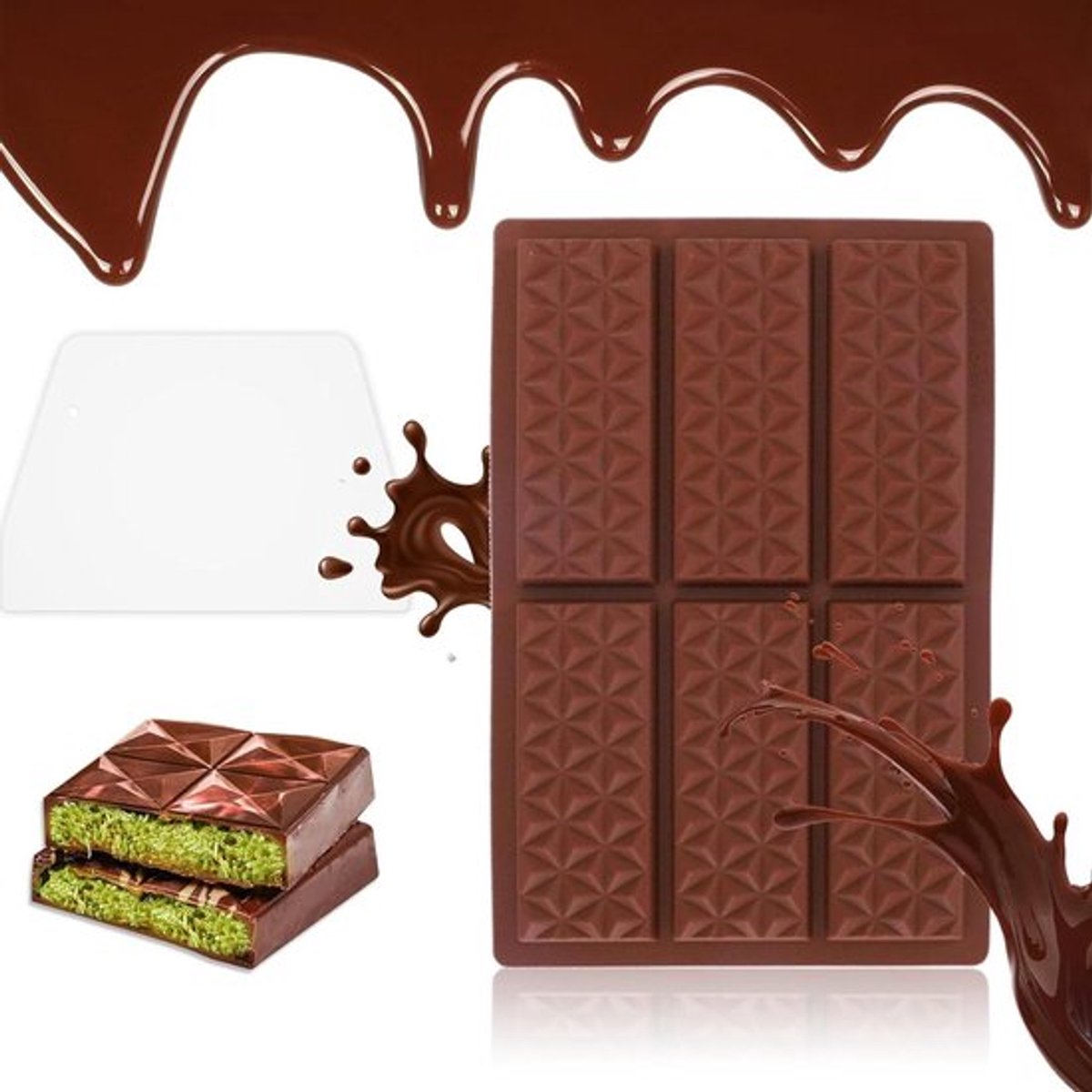Siliconen chocoladevorm set voor chocolade maken - diepe borden - 1 vorm - 100 zakjes