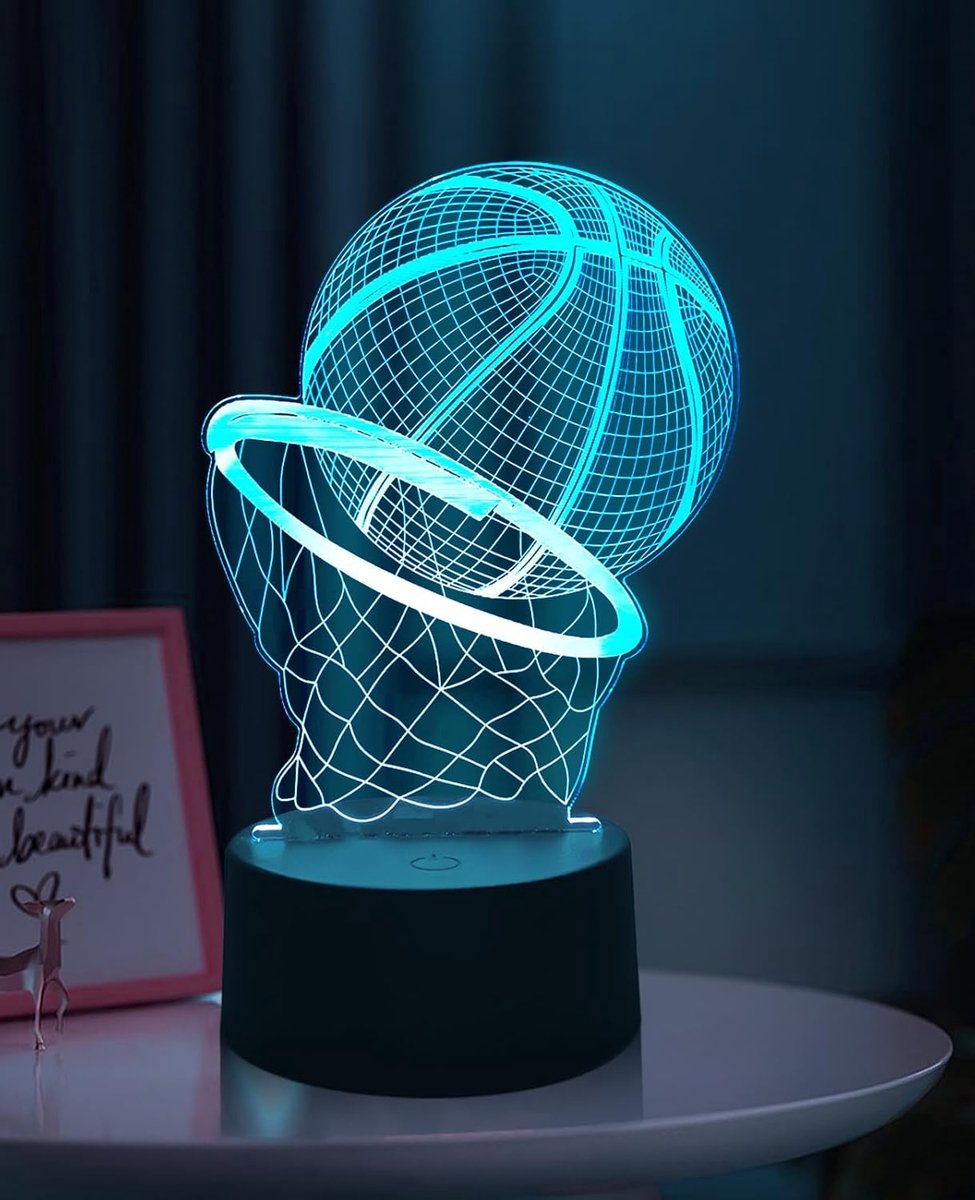 SnelShoppen - Basketball Nachtlampje voor Kinderen, 3D Illusie Lamp, 16 Kleuren, Afstandsbediening, Dimbaar, Sportverlichting, Cadeau voor Basketbal L