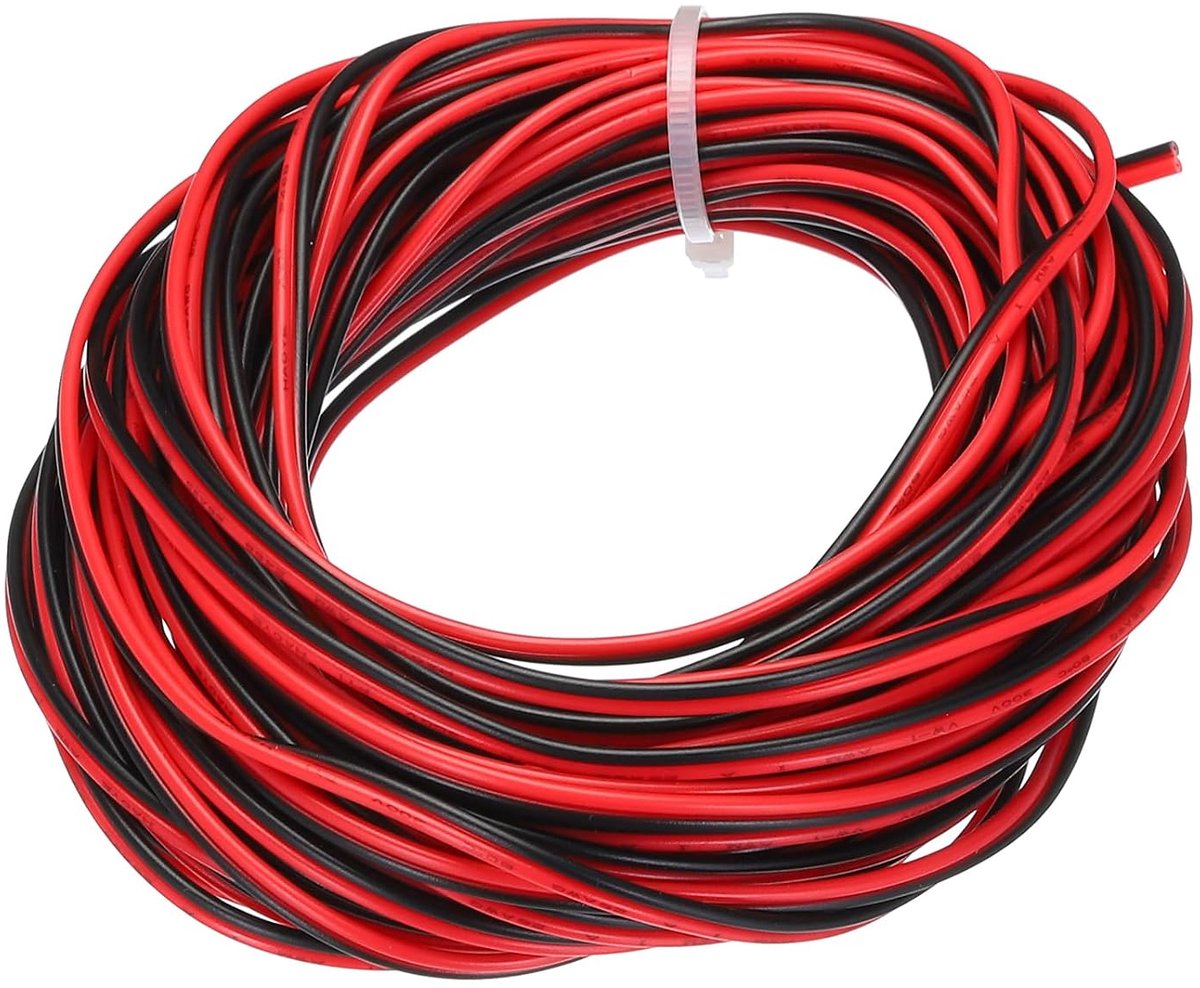 SnelShoppen - Flexibele 26 AWG PVC Draad, Parallel 2-geleiders, 100 cm, 0.06 Inch, Rood/Zwart, Ideaal voor LED RGB Verlenging, Elektronische Toepassin