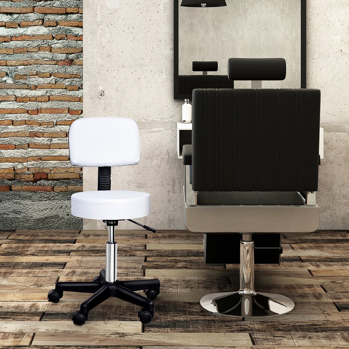 MODENUIT Bureaukruk 35 cm - Hoogteverstelbaar Met Rugleuning - Voor Bureau En Salon - Kunstleer - Wit