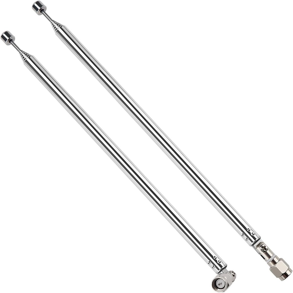 2 Stuks 100cm 7-delige Telescopische Antenne, Vervangende Antenne voor FM Radio, DAB en AM Ontvangst met SMA Male Connector