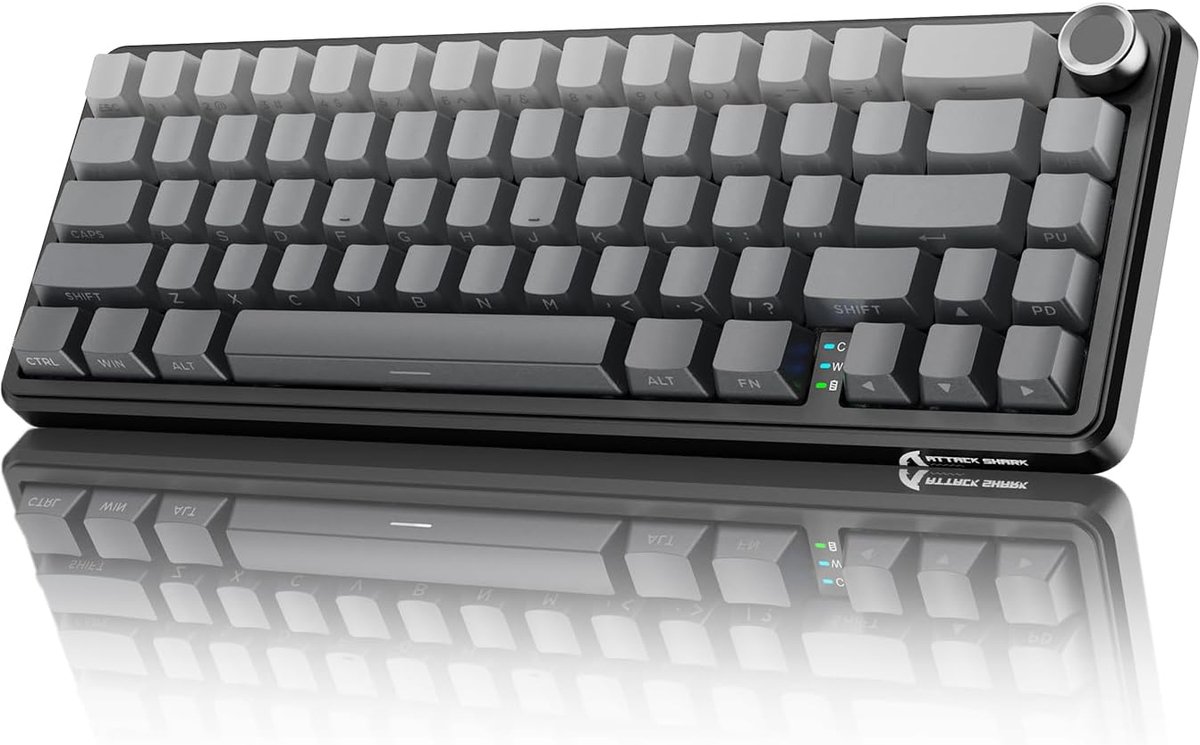 SnelShoppen - Draadloos Mechanisch Gaming Toetsenbord 65% Compact met RGB, Hot Swap, PBT Keycaps, 66 Toetsen, BT/2.4G/USB-C, Lineaire Schakelaar, Moon