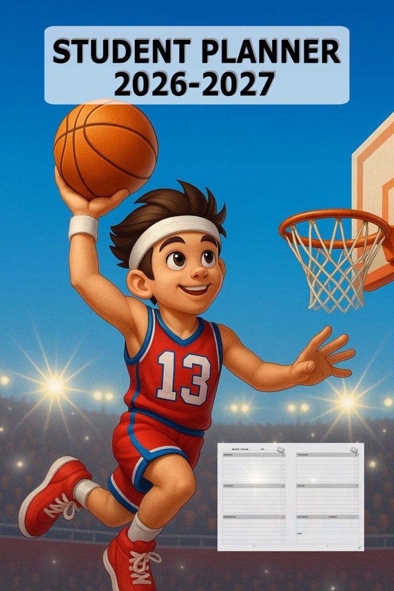 SnelShoppen - Student Planner 2026-2027 voor Jongens & Meisjes - Basketbal Ontwerp - Academische Organiser voor Kinderen & Tieners - Wekelijkse Kalend