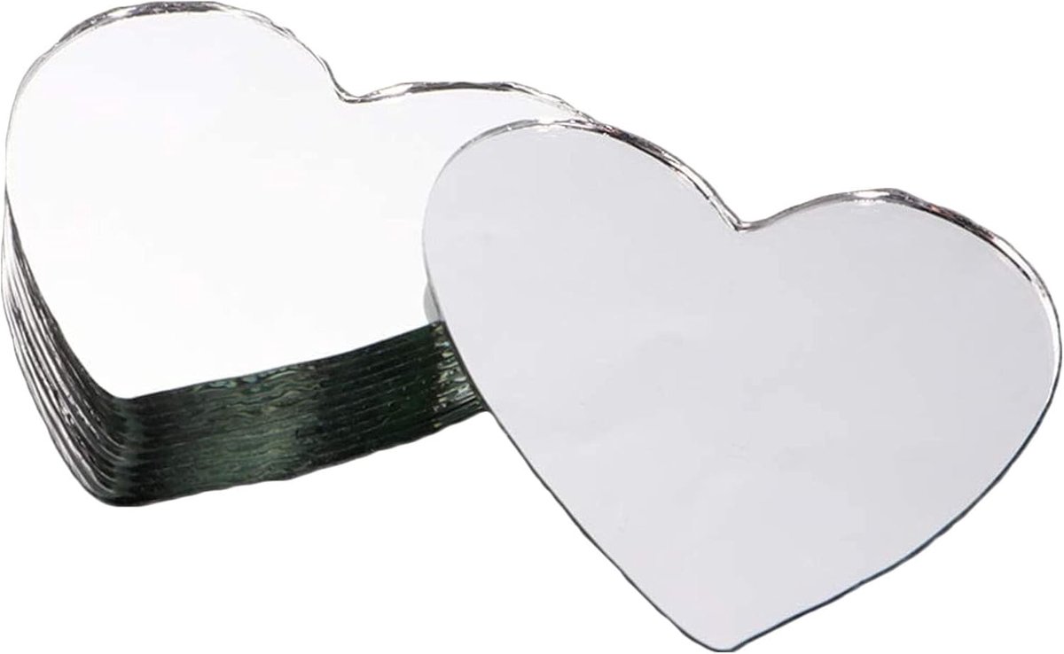 SnelShoppen - 20 Stuks Mini Hart Spiegel Decoratief, Hartvormige Wandspiegel, DIY Spiegels voor Knutselen en Decoratie, Glas, Compact, Creatieve Proje